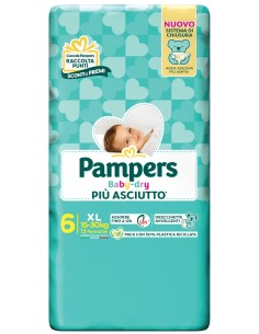 pampers pannolini baby-dry - taglia 6 extra large xl 15-30kg - 13 pezzi: tuttocasashop.live: igiene e cura della persona