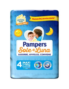 pampers sole e luna pannolini - taglia 4 maxi 7-18kg - 18 pezzi: tuttocasashop.live: igiene e cura della persona
