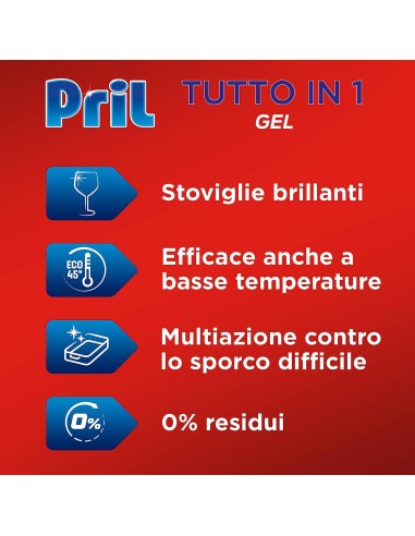 pril tutto in 1 gel detergente lavastoviglie - 35 lavaggi - 630ml - classico: tuttocasashop.live: pulizia e cura della casa