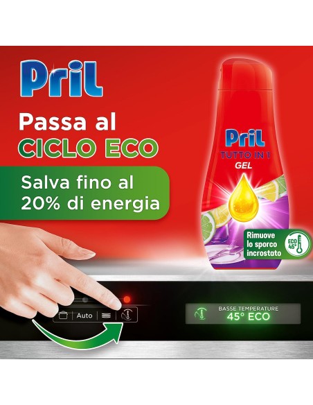 pril tutto in 1 gel detergente lavastoviglie - 35 lavaggi - 630ml - limone: tuttocasashop.live: pulizia e cura della casa