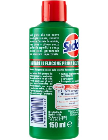 sidol lucida metalli universale - 150ml - per tutti i tipi di metallo: tuttocasashop.live: pulizia e cura della casa