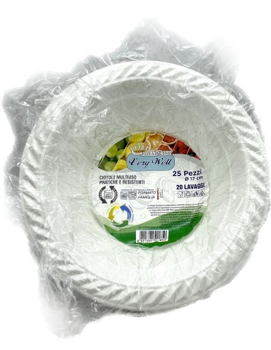 25 ciotole in plastica riutilizzabili - 500cc - diametro 17cm - bianco: tuttocasashop.live: carta & monouso