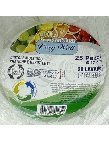 25 ciotole in plastica riutilizzabili - 500cc - diametro 17cm - bianco: tuttocasashop.live: carta & monouso