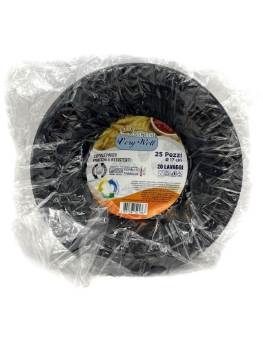 25 ciotole in plastica riutilizzabili - 500cc - diametro 17cm - nero: tuttocasashop.live: carta & monouso