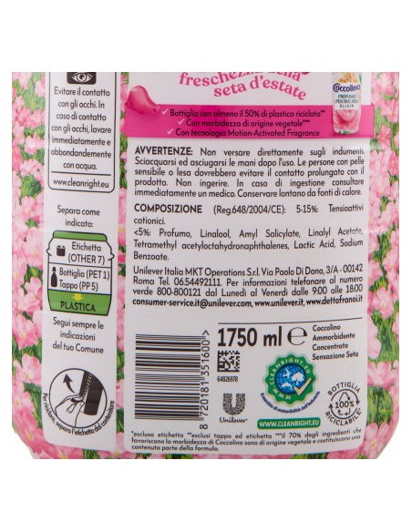 coccolino ammorbidente concentrato - xxl 76 lavaggi 1750ml - seta: tuttocasashop.live: prodotti per bucato e tessuti