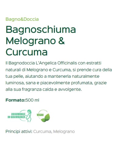l'angelica bagnoschiuma 500ml - melograno e curcuma: tuttocasashop.live: igiene e cura della persona