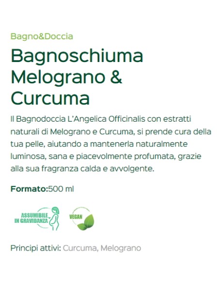 l'angelica bagnoschiuma 500ml - melograno e curcuma: tuttocasashop.live: igiene e cura della persona