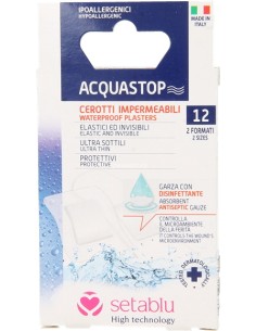 setablu 12 cerotti acquastop resistenti all'acqua - 10pz 7x2cm - 2pz 4x4cm: tuttocasashop.live: igiene e cura della persona