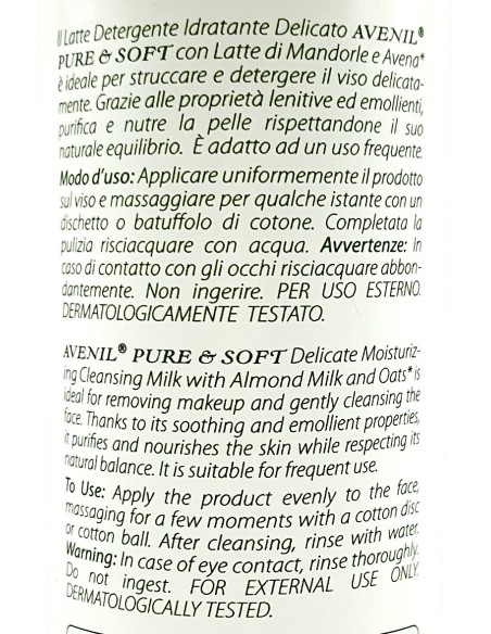 avenil latte detergente viso - 250ml - idratante - latte di mandorle: tuttocasashop.live: igiene e cura della persona