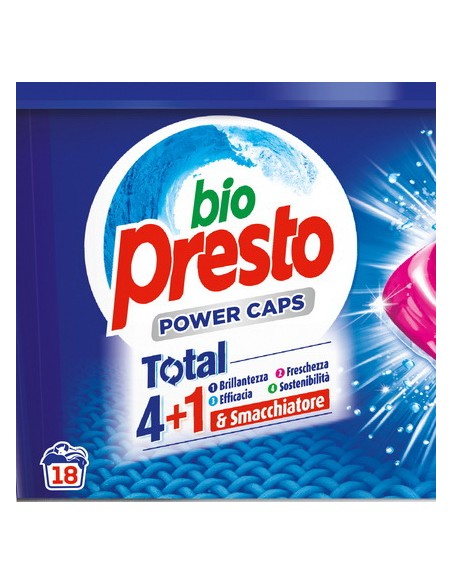 bio presto power caps detersivo lavatrice - 18 capsule - classico: tuttocasashop.live: prodotti per bucato e tessuti