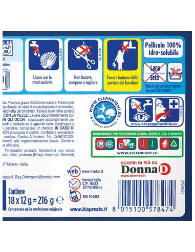 bio presto power caps detersivo lavatrice - 18 capsule - classico: tuttocasashop.live: prodotti per bucato e tessuti
