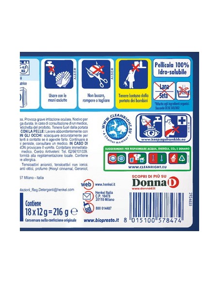 bio presto power caps detersivo lavatrice - 18 capsule - classico: tuttocasashop.live: prodotti per bucato e tessuti