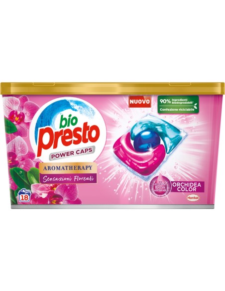 bio presto power caps detersivo lavatrice - 18 capsule - color: tuttocasashop.live: prodotti per bucato e tessuti