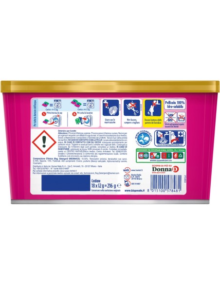 bio presto power caps detersivo lavatrice - 18 capsule - color: tuttocasashop.live: prodotti per bucato e tessuti
