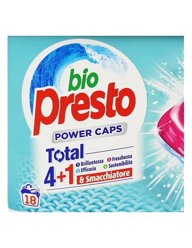 bio presto power caps detersivo lavatrice - 18 capsule - igiene e freschezza: tuttocasashop.live: prodotti per bucato e tessuti