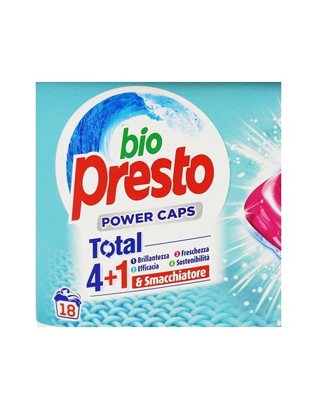 bio presto power caps detersivo lavatrice - 18 capsule - igiene e freschezza: tuttocasashop.live: prodotti per bucato e tessuti