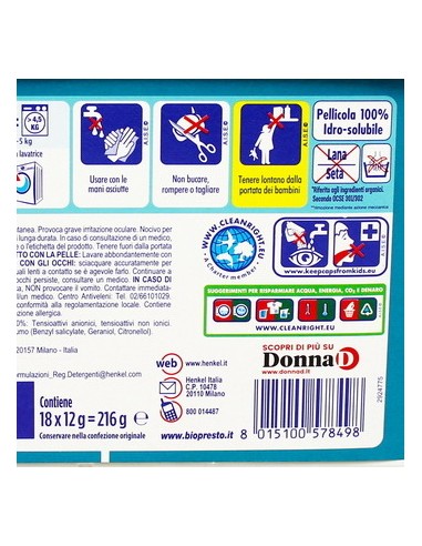 bio presto power caps detersivo lavatrice - 18 capsule - igiene e freschezza: tuttocasashop.live: prodotti per bucato e tessuti
