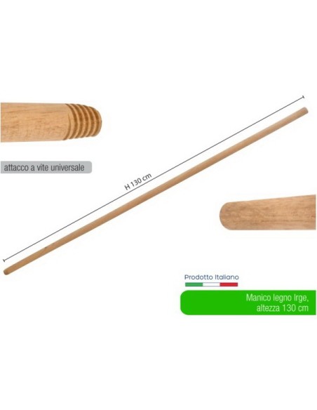 irge manico scopa legno 130cm - attacco universale a vite - legno di faggio: tuttocasashop.live: pulizia e cura della casa