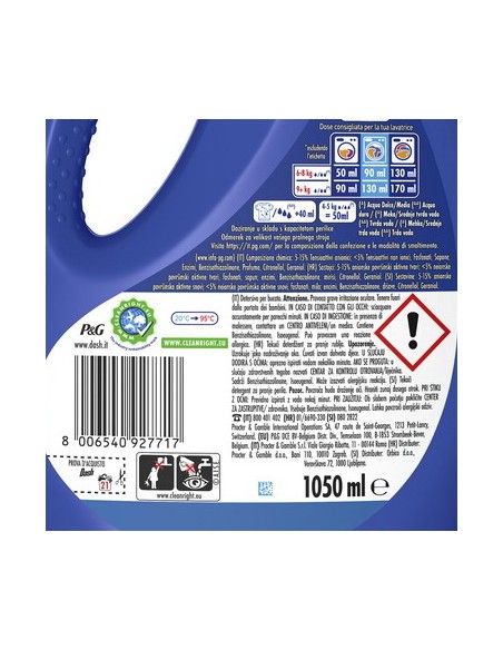 dash detersivo lavatrice liquido 21 lavaggi 1050ml - salva colore: tuttocasashop.live: prodotti per bucato e tessuti