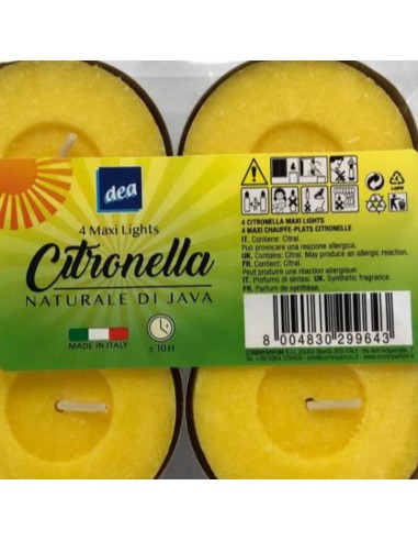 dea tealights - 4 candele maxi da 38g alla citronella allontanano le zanzare: tuttocasashop.live: pulizia e cura della casa