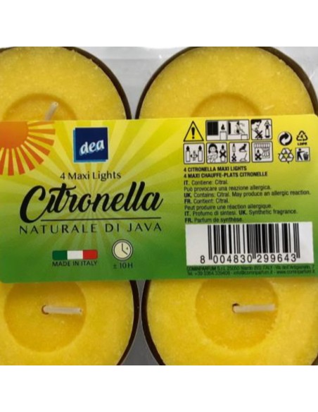 dea tealights - 4 candele maxi da 38g alla citronella allontanano le zanzare: tuttocasashop.live: pulizia e cura della casa