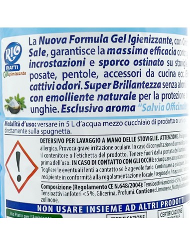 rio detersivo per piatti - 800ml - cristalli di sale & salvia: tuttocasashop.live: pulizia e cura della casa