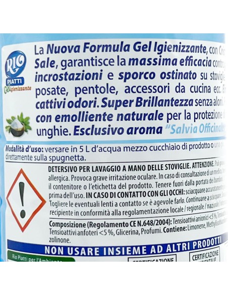 rio detersivo per piatti - 800ml - cristalli di sale & salvia: tuttocasashop.live: pulizia e cura della casa