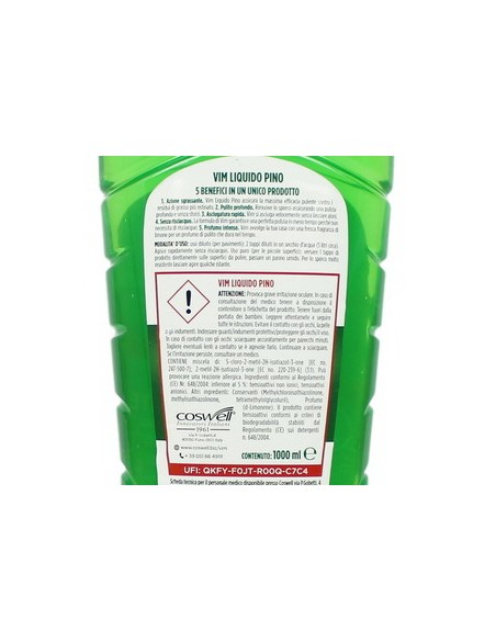 vim detergente liquido per pavimenti - 1 litro - classico - pino: tuttocasashop.live: pulizia e cura della casa
