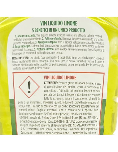 vim detergente liquido per pavimenti - 1 litro - limone: tuttocasashop.live: pulizia e cura della casa