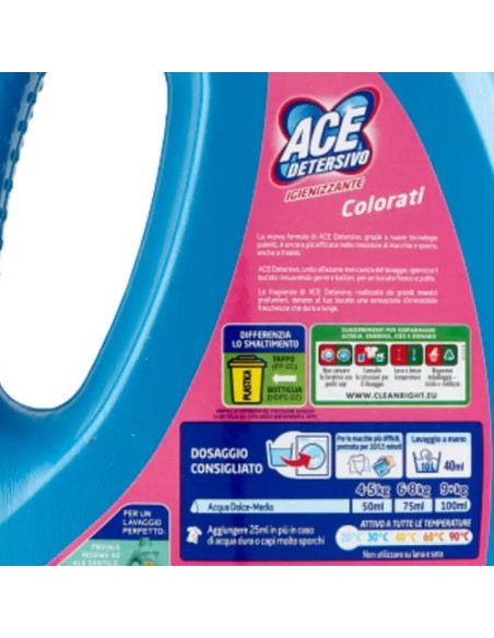 ace detersivo lavatrice liquido - 21 lavaggi - 1050ml - colore: tuttocasashop.live: prodotti per bucato e tessuti