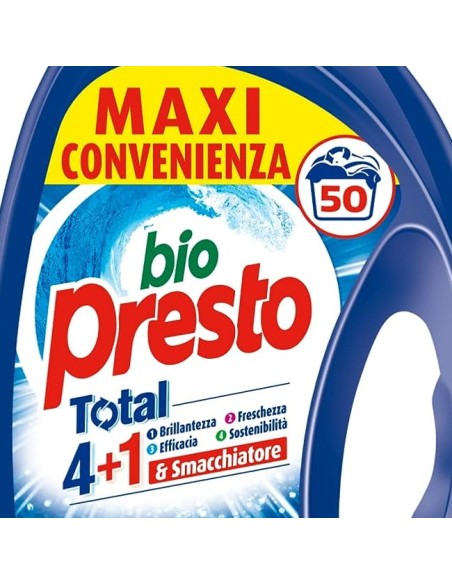 bio presto detersivo lavatrice liquido 50 lavaggi 2250ml - classico: tuttocasashop.live: prodotti per bucato e tessuti
