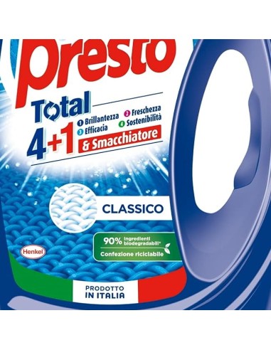 bio presto detersivo lavatrice liquido 50 lavaggi 2250ml - classico: tuttocasashop.live: prodotti per bucato e tessuti