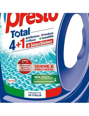 bio presto detersivo lavatrice liquido 50 lavaggi 2250ml - igiene: tuttocasashop.live: prodotti per bucato e tessuti
