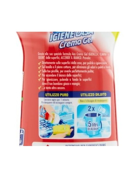 ace igiene casa crema gel 500ml - protezione per la casa con candeggina: tuttocasashop.live: pulizia e cura della casa