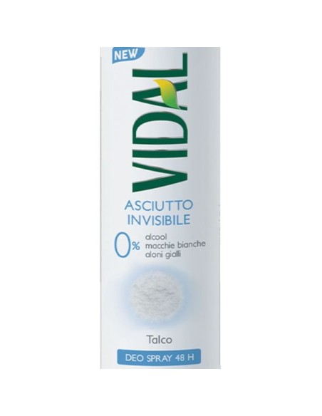vidal deodorante spray - 150ml - talco 48h - asciutto invisibile: tuttocasashop.live: igiene e cura della persona