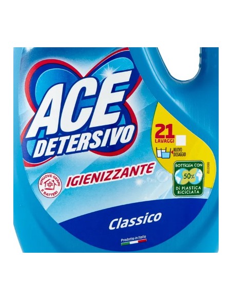 ace detersivo lavatrice liquido - 21 lavaggi - 1050ml - classico: tuttocasashop.live: prodotti per bucato e tessuti