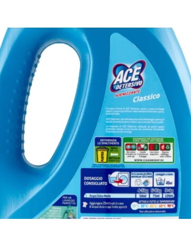 ace detersivo lavatrice liquido - 21 lavaggi - 1050ml - classico: tuttocasashop.live: prodotti per bucato e tessuti