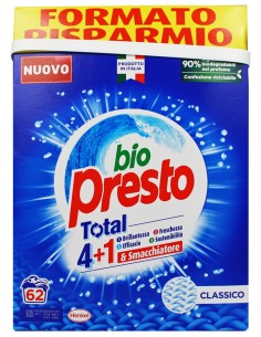 bio presto detersivo lavatrice in polvere fustone - 62 misurini - 3100g: tuttocasashop.live: prodotti per bucato e tessuti