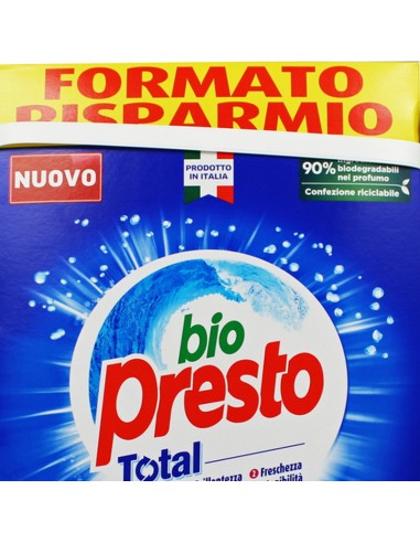 bio presto detersivo lavatrice in polvere fustone - 62 misurini - 3100g: tuttocasashop.live: prodotti per bucato e tessuti