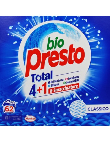 bio presto detersivo lavatrice in polvere fustone - 62 misurini - 3100g: tuttocasashop.live: prodotti per bucato e tessuti