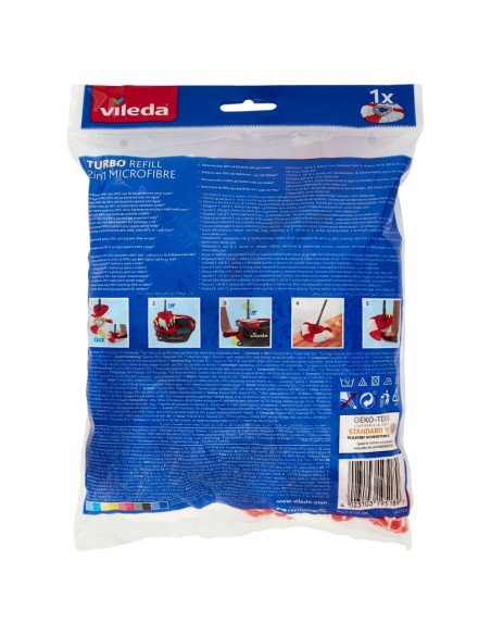 vileda 2in1 turbo smart ricambio mop microfibra lavapavimenti sistema rotant: tuttocasashop.live: pulizia e cura della casa