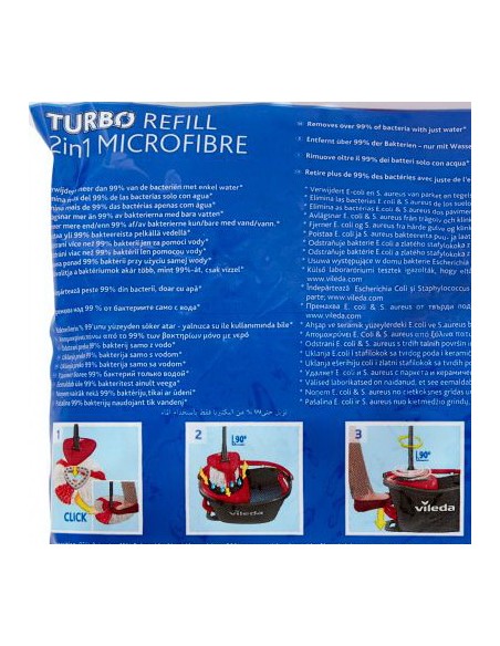 vileda 2in1 turbo smart ricambio mop microfibra lavapavimenti sistema rotant: tuttocasashop.live: pulizia e cura della casa