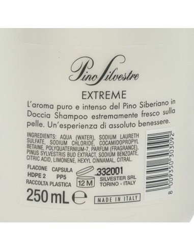pino silvestre doccia shampoo - 250ml - extreme: tuttocasashop.live: igiene e cura della persona