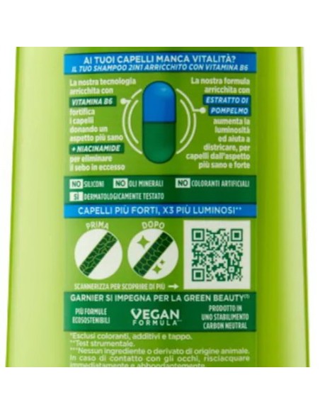 fructis shampoo 250ml - 2in1 con balsamo - per capelli normali: tuttocasashop.live: igiene e cura della persona