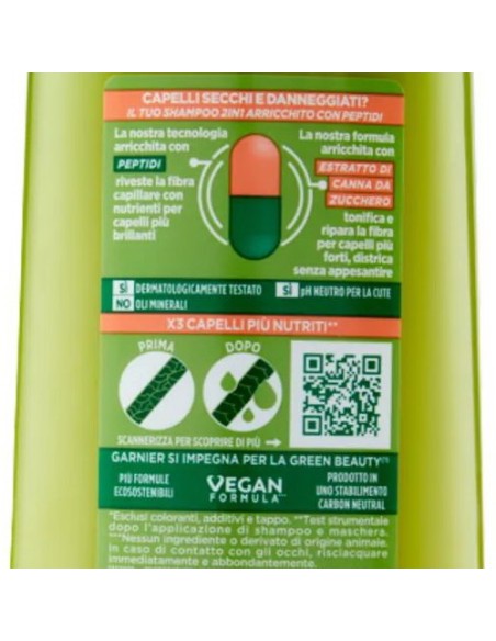 fructis shampoo 250ml - 2in1 con balsamo - per capelli secchi: tuttocasashop.live: igiene e cura della persona