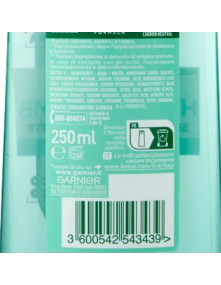 fructis shampoo - 250ml - aloe hydra bomb - idratante - idratazione 72h: tuttocasashop.live: igiene e cura della persona
