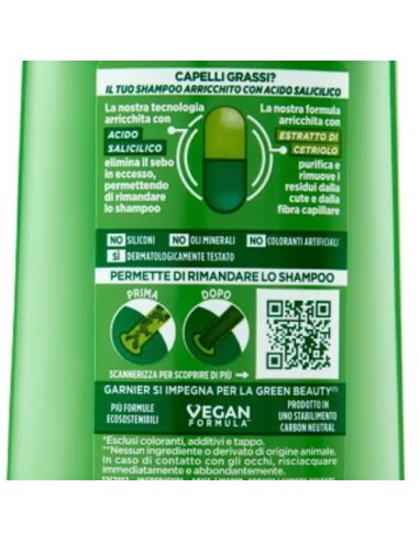 fructis shampoo - 250ml - cucumber fresh - purificante capelli grassi: tuttocasashop.live: igiene e cura della persona