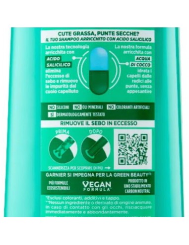 fructis shampoo 250ml pure non-stop coconut water - cute grassa punte secche: tuttocasashop.live: igiene e cura della persona