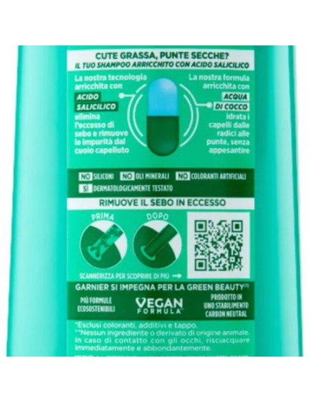 fructis shampoo 250ml pure non-stop coconut water - cute grassa punte secche: tuttocasashop.live: igiene e cura della persona