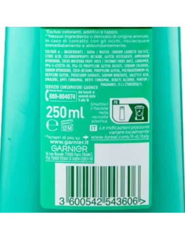 fructis shampoo 250ml pure non-stop coconut water - cute grassa punte secche: tuttocasashop.live: igiene e cura della persona